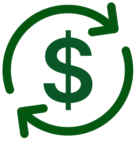 Dollar sign with rotating arrows around it